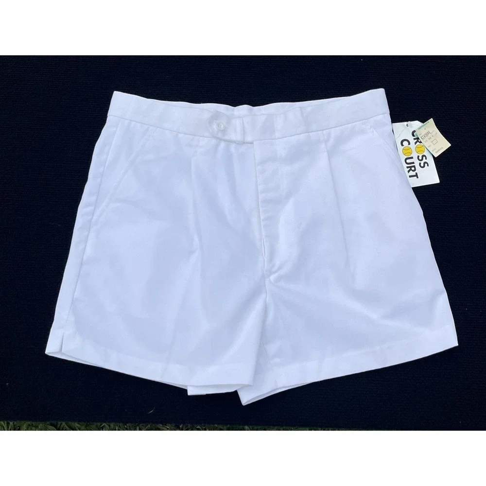 Vintage Cross Court Tennis‎ Shorts Mens 34 80s Poly Cotton NWT Classic Retro - Picture 2 of 14